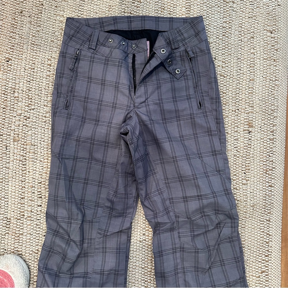 Women's Gray Plaid Straight Leg SNOW Pants